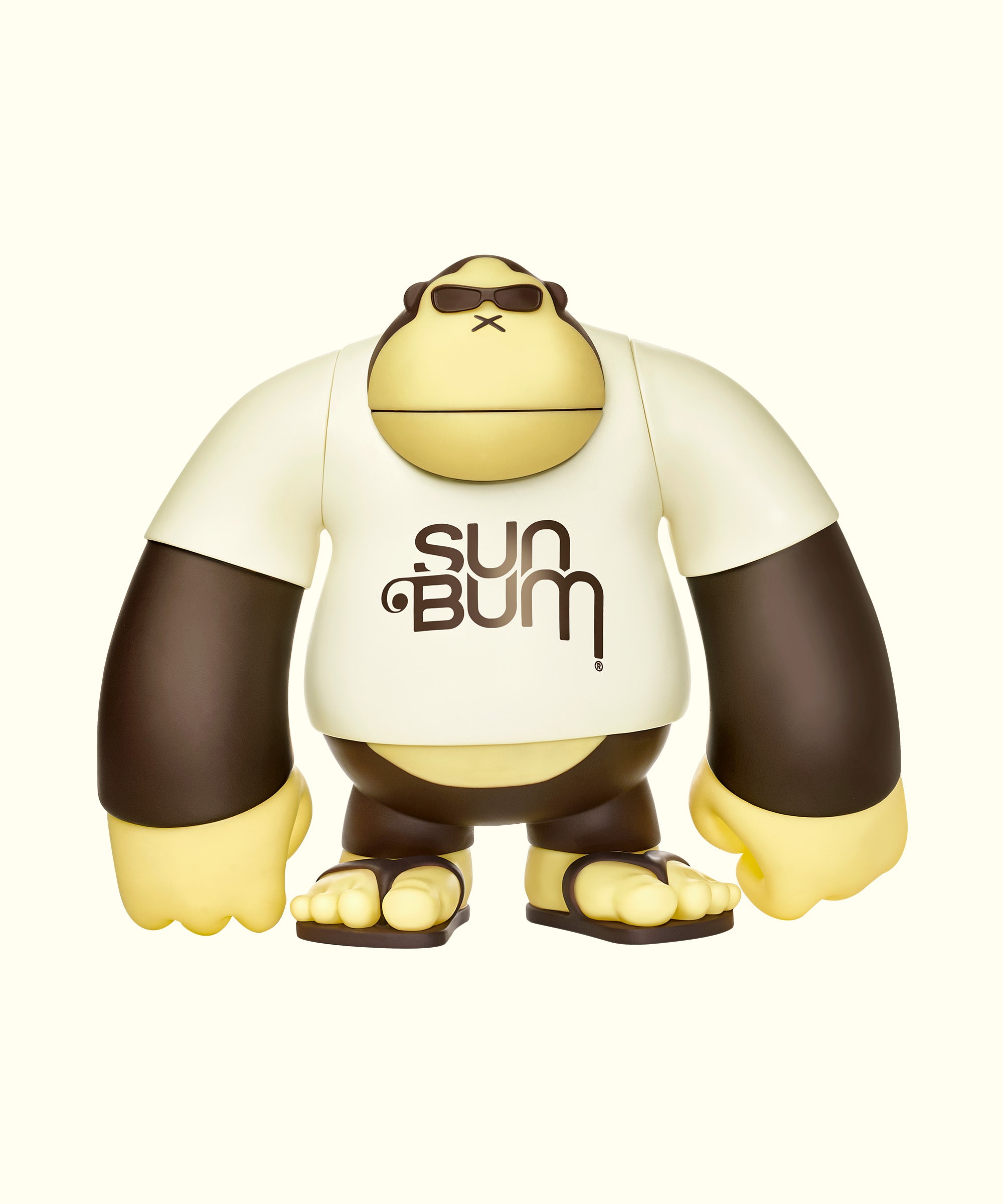 Sonny 16" Vinyl Figure - The mythic ape in a white 'Sun Bum' shirt with black sleeves and sunglasses, Sun Bum