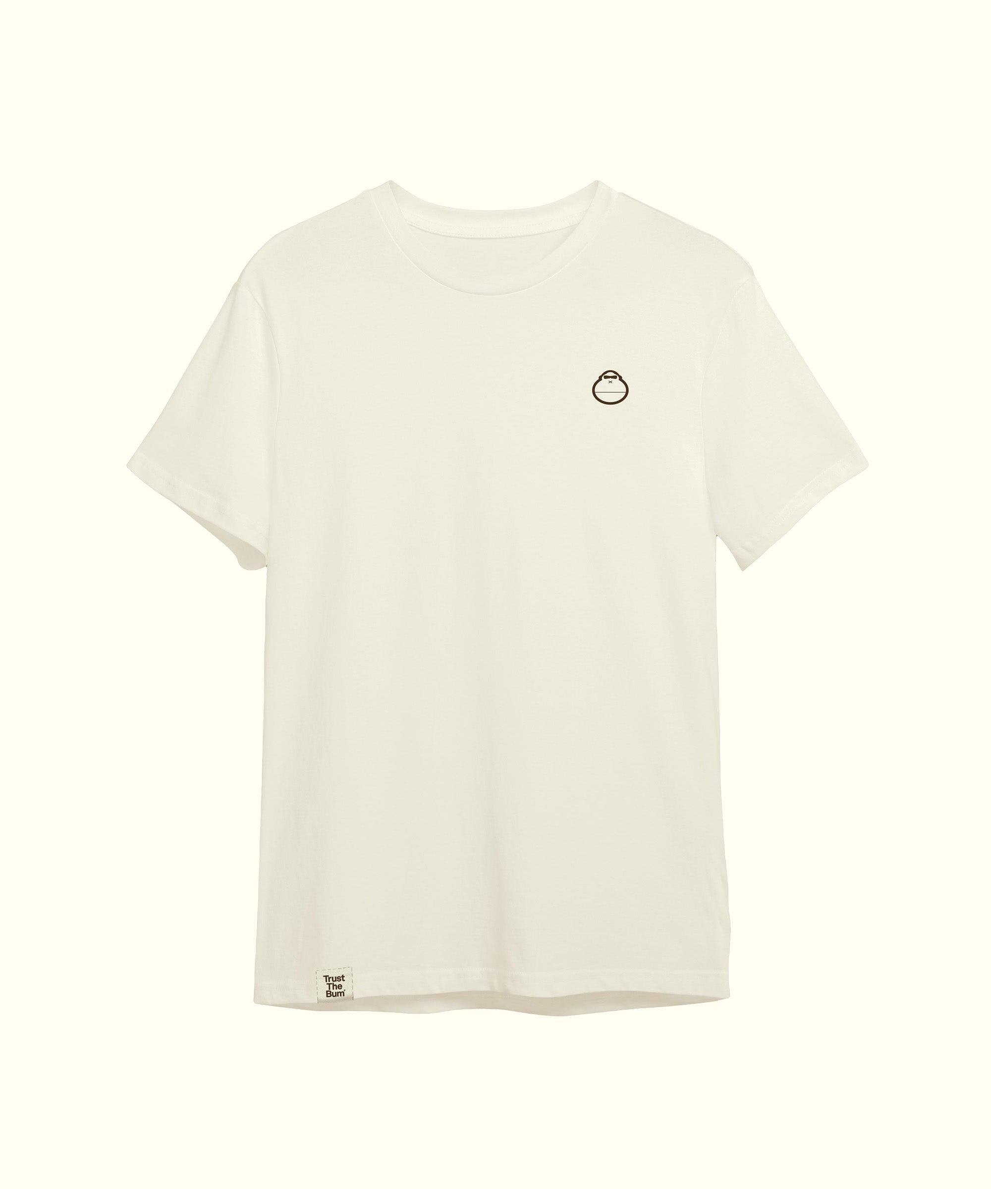 Plain white tee with a small mascot logo on the front, perfect for casual wear. Sun Bum